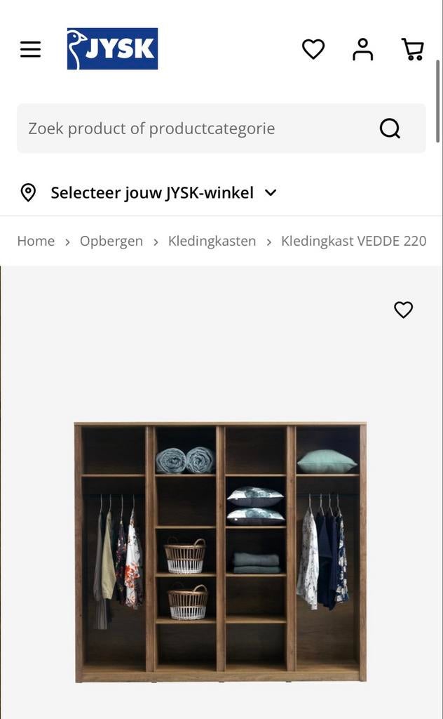 Kledingkast VEDDE 220x197 met spiegel wild donker eiken, Ophalen of Verzenden, Zo goed als nieuw, 200 cm of meer, 150 tot 200 cm