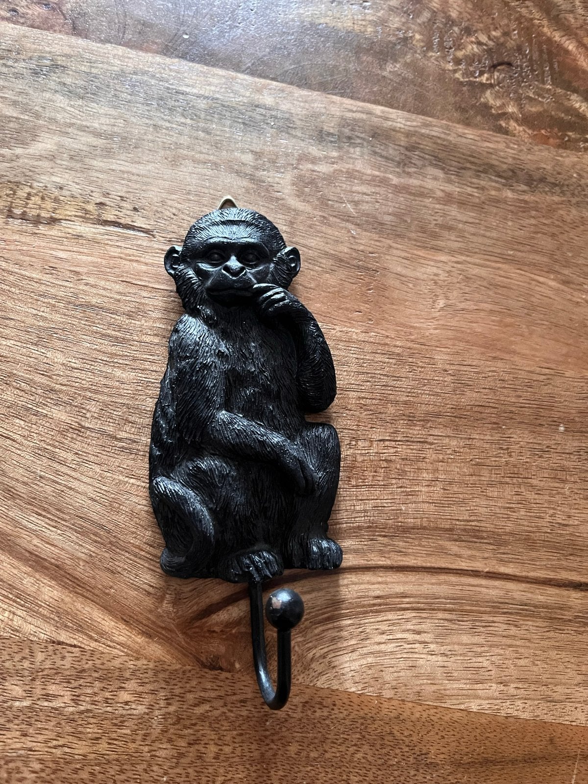Decoratieve Wandhaak Aap - Zwart Metaal, Overige stijlen, Ophalen of Verzenden, Metaal, Gebruikt