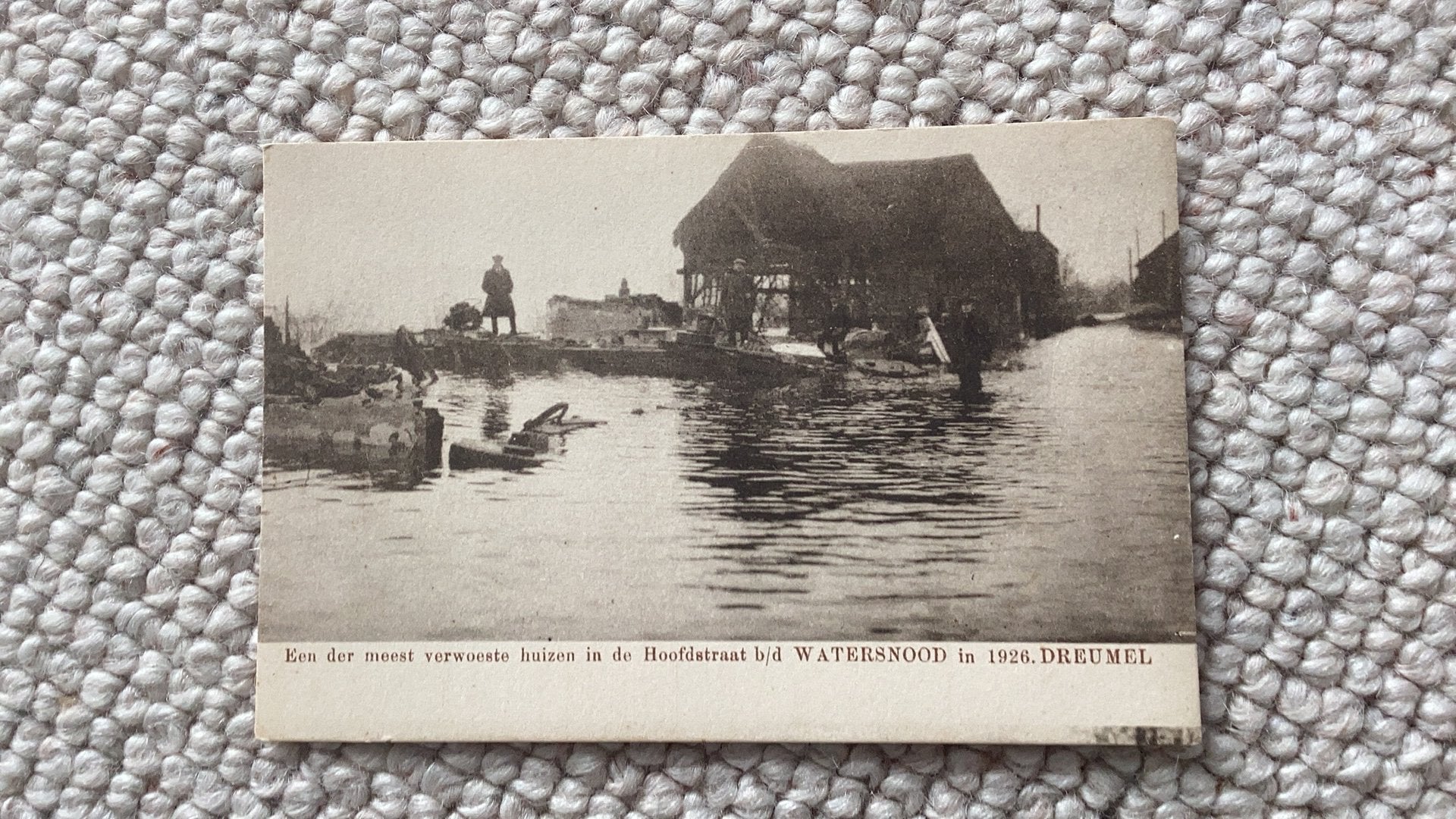 Ansichtkaart Dreumel Hoofdstraat bij Watersnood 1926. 991, Ophalen of Verzenden, 1920 tot 1940, Ongelopen, Gelderland