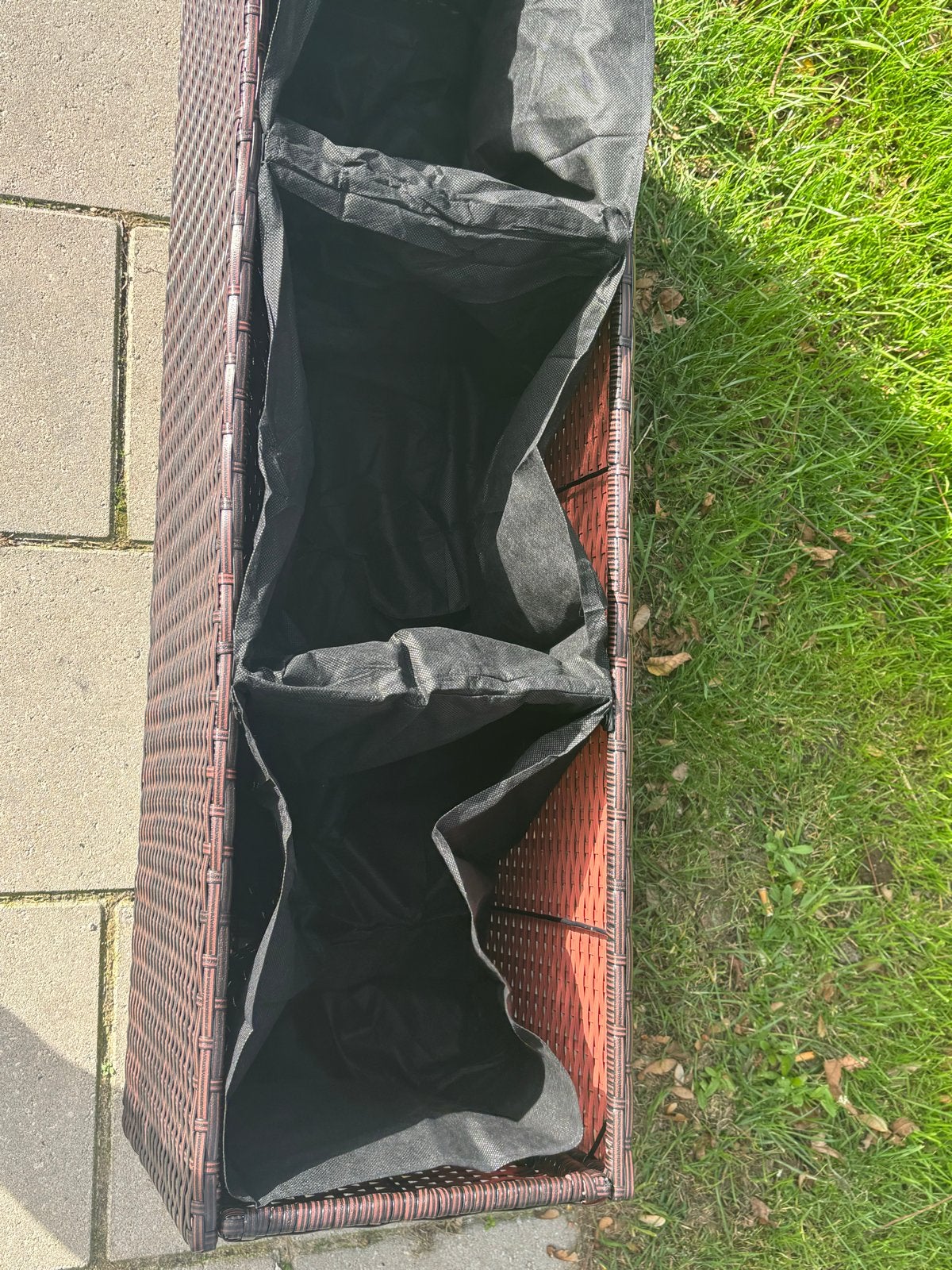 Grote plantenbak van wicker, 104x30x32 cm, Tuin en Terras, Ophalen, Overige materialen, Gebruikt, 100 cm of meer