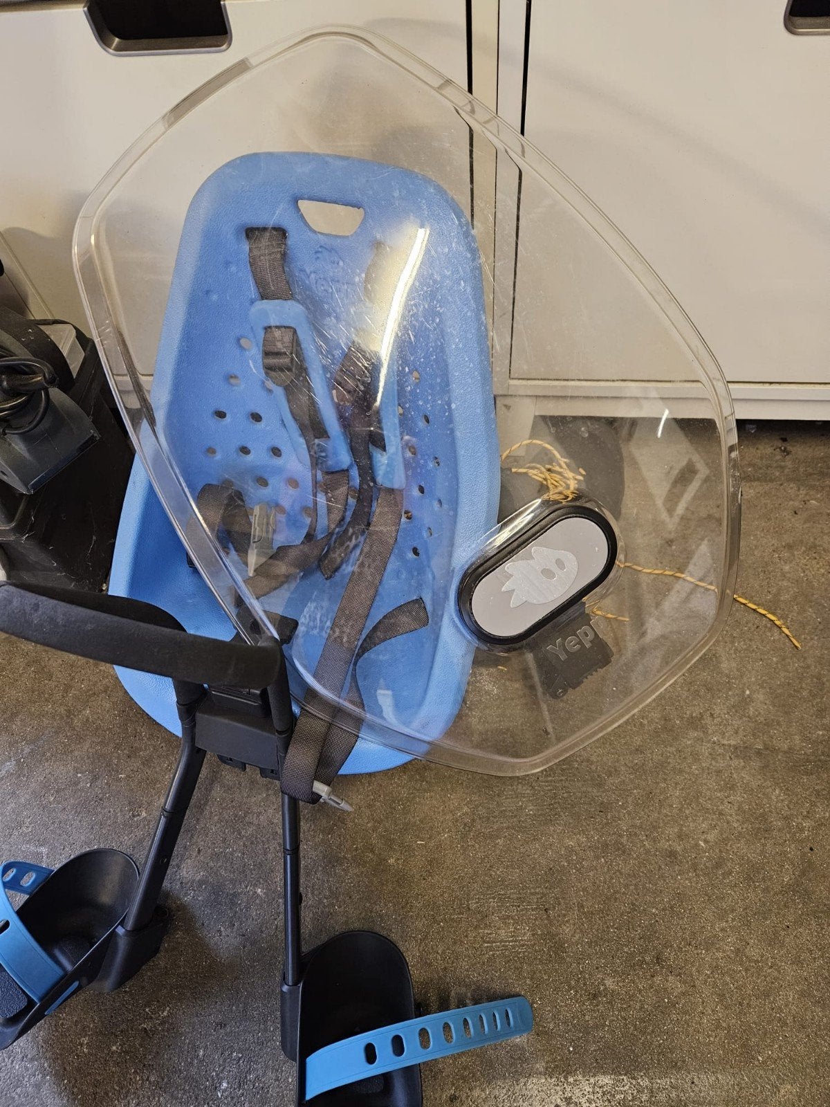 Yepp Fietsstoeltje met Windscherm - Blauw, Fietsen en Brommers, Yepp, Voorzitje, Ophalen of Verzenden, 0 t/m 13 kg