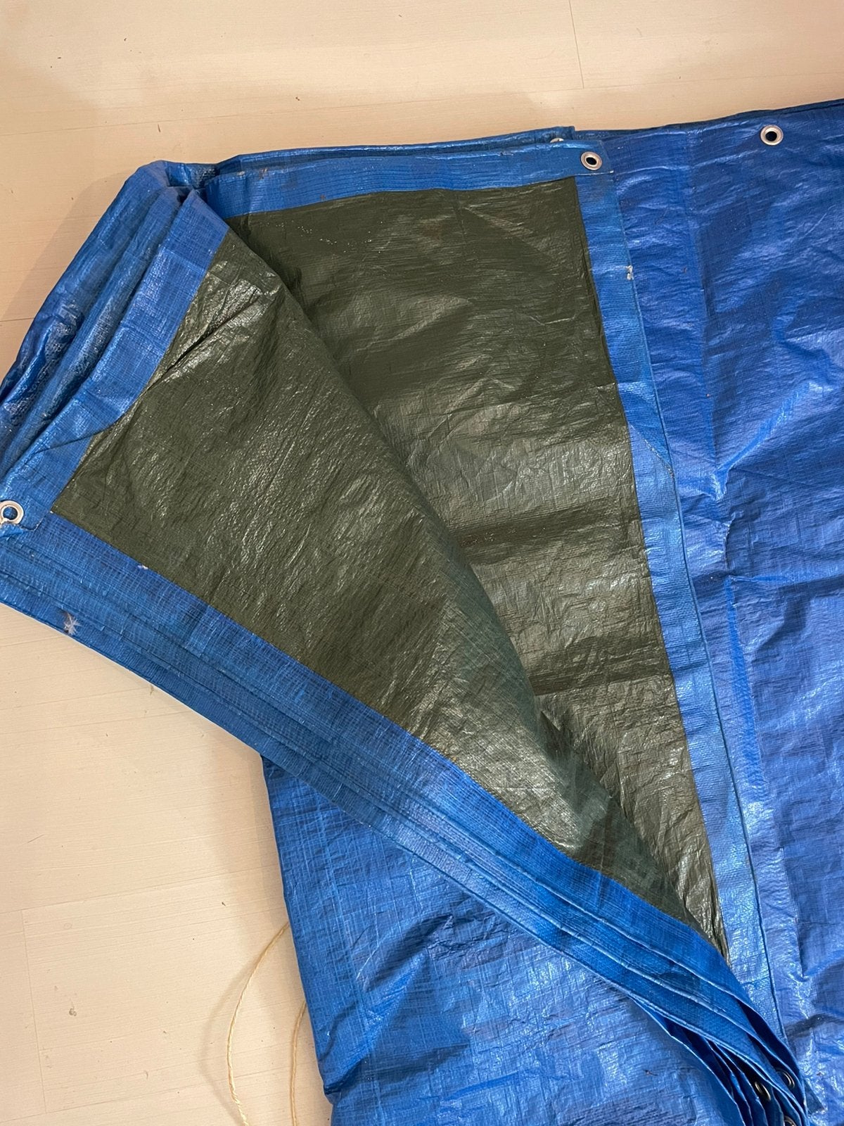 Dekzeil circa 6 bij 8 meter blauw/ groen, Ophalen, Gebruikt, 15 m² of meer, Zeil