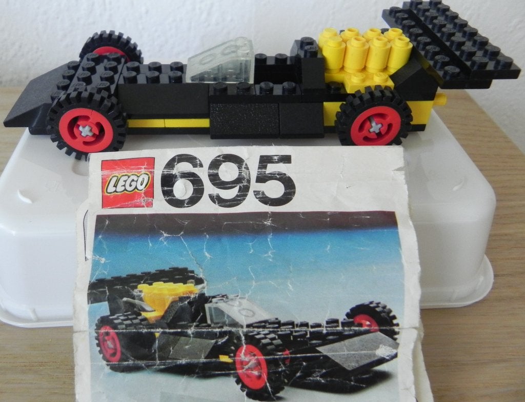 lego races auto no  695    tractor met aanhangwagen, Lego, Ophalen of Verzenden, Zo goed als nieuw, Compleet
