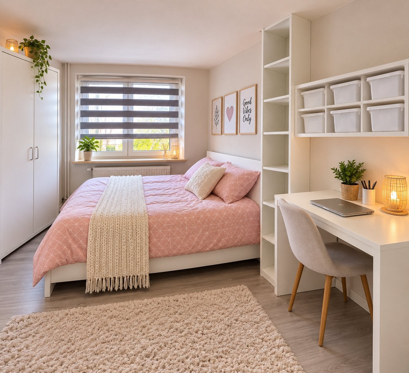 Complete slaapkamer met 1 persoons bed, kast en bureau, Ophalen, Zo goed als nieuw, Jongetje of Meisje