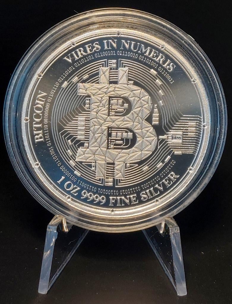Zilveren Bitcoin Munt 1 Troy Ounce - Niue Island 2023, Verzenden