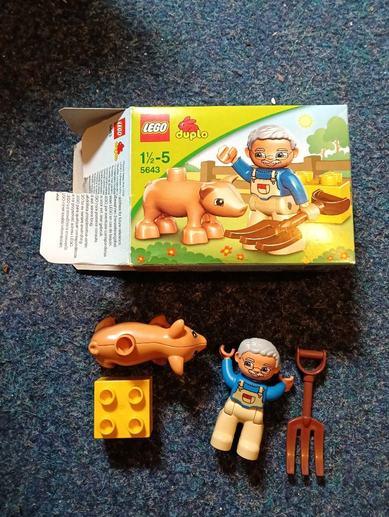 Lego Duplo 5643 Varken met boer en hooivork, Ophalen, Overige thema's, Zo goed als nieuw, Duplo