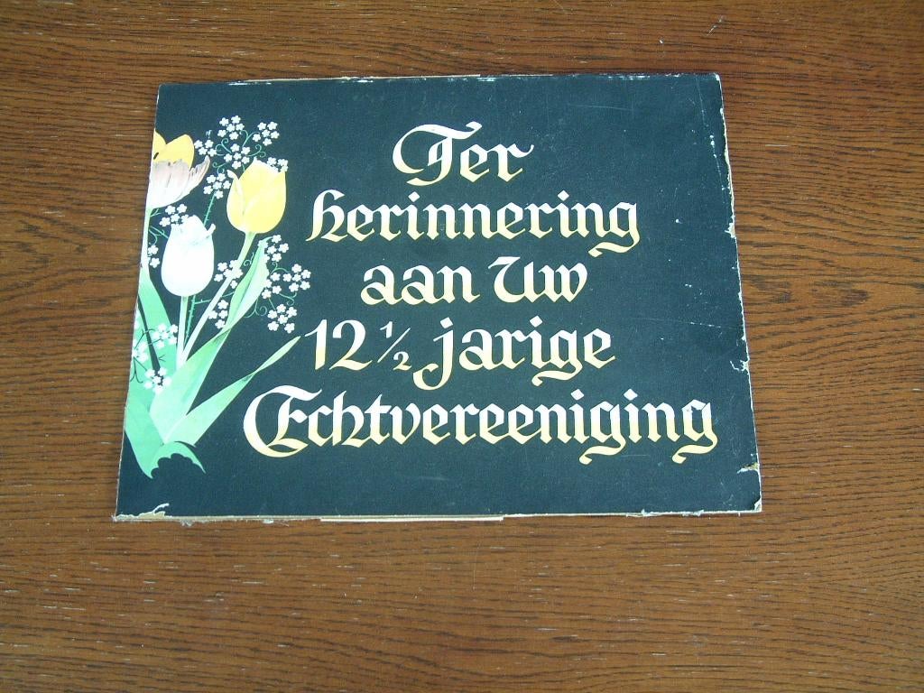 oude karton plaat T.H. 12 1/2 jarige echtvereeniging, Ophalen of Verzenden, Gebruikt