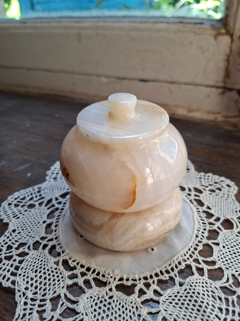 Vintage Onyx Sieradendoosje / Potje met Deksel, Ophalen of Verzenden