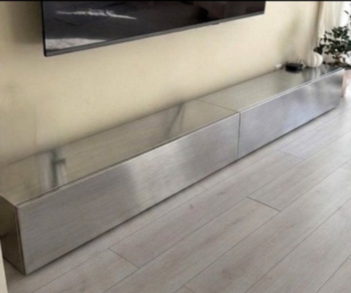 Lowboard Metall optik TV bank, Ophalen, Metall optik, Zo goed als nieuw, 200 cm of meer