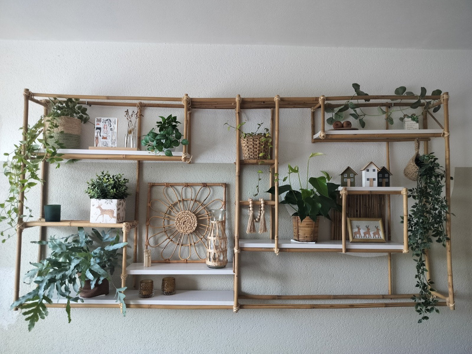 Bamboe wandrek met planken, 200x100 cm, Ophalen, Met plank(en), 100 tot 150 cm, 150 tot 200 cm