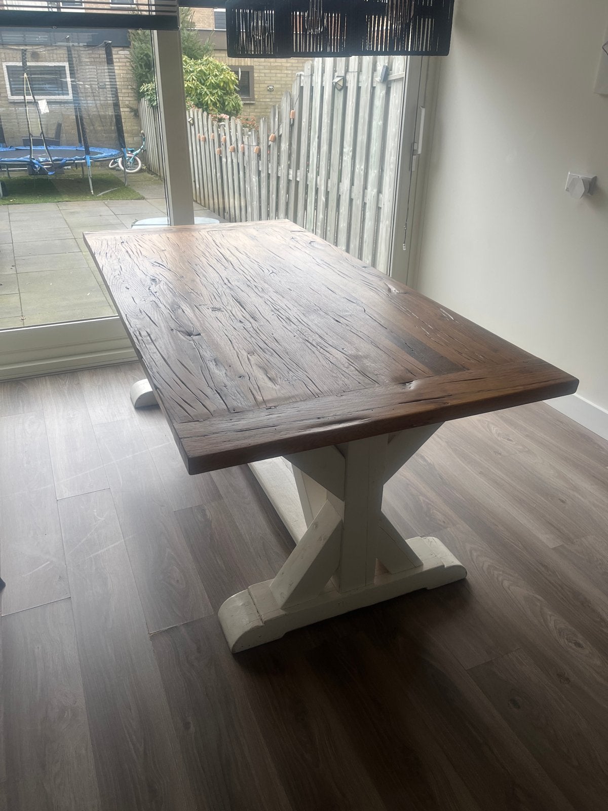 Robuuste eettafel 200x100cm - Landelijke stijl, Ophalen, Gebruikt, 50 tot 100 cm, Vijf personen of meer