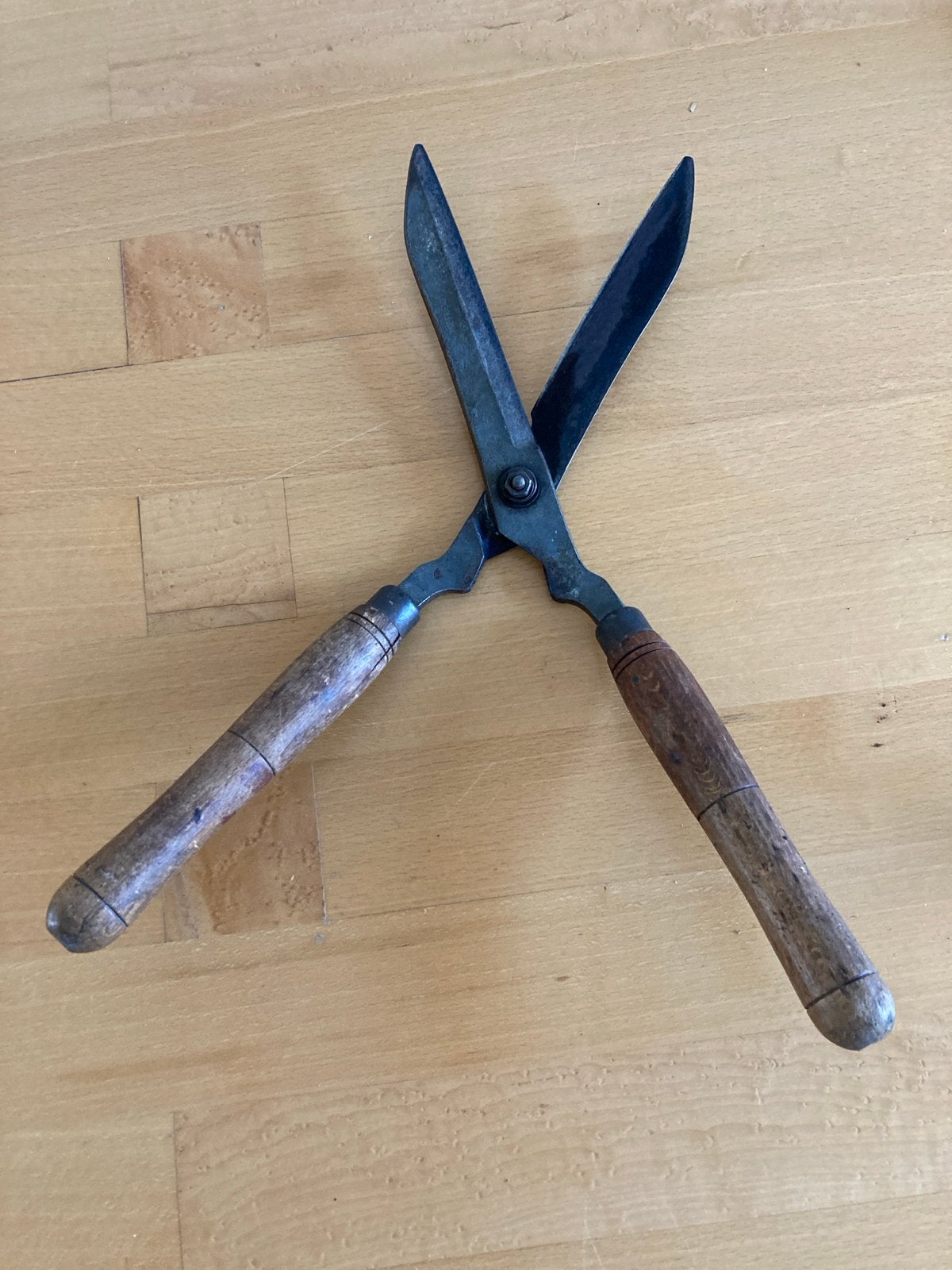 Vintage heggenschaar met houten handvatten, Ophalen of Verzenden, Gebruikt, Minder dan 20 mm