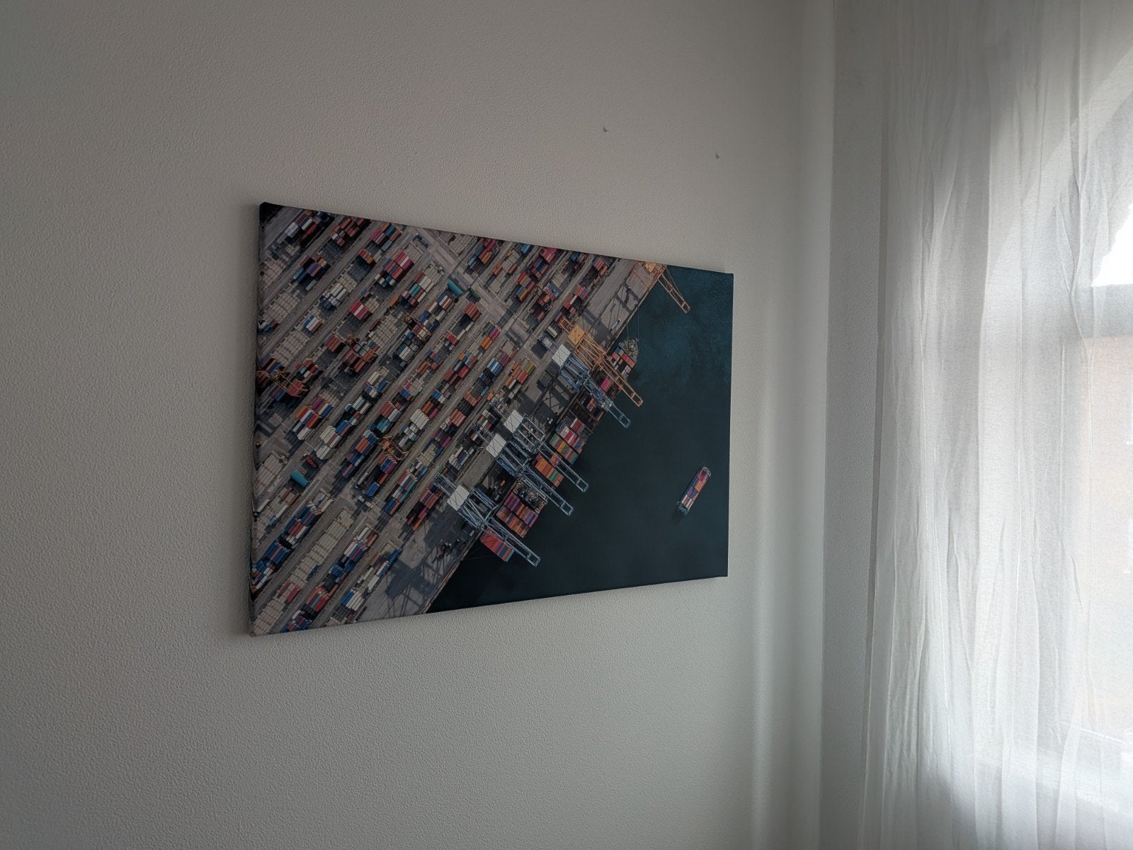 Canvas schilderij Haven van Rotterdam 60x90cm, Ophalen, 50 – 75, Zo goed als nieuw, Schilderij