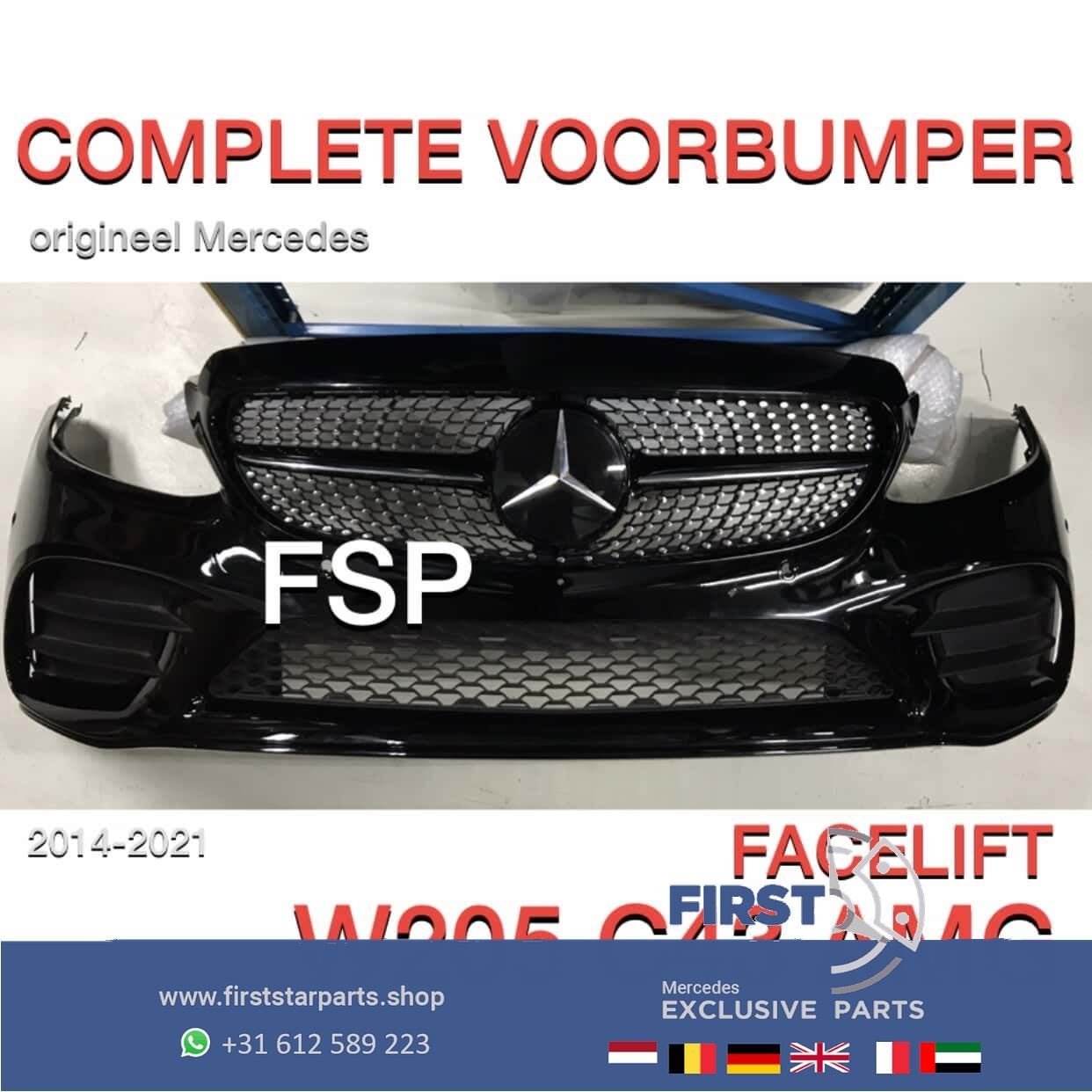 W205 C205 C43 AMG FACELIFT VOORBUMPER Mercedes C Klasse 2020, Auto-onderdelen, Gebruikt, -, Voor, Ophalen of Verzenden