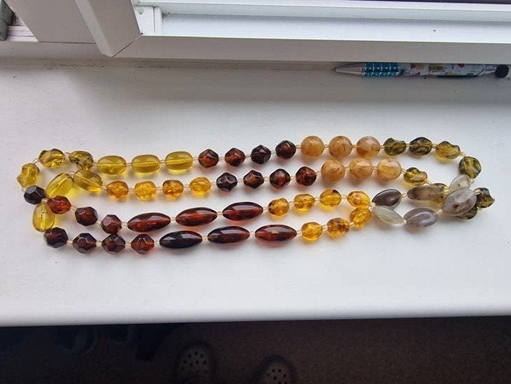 Prachtige faux barnstenen ketting in diverse kleuren, Ophalen of Verzenden, Gebruikt, Overige kleuren, Overige materialen