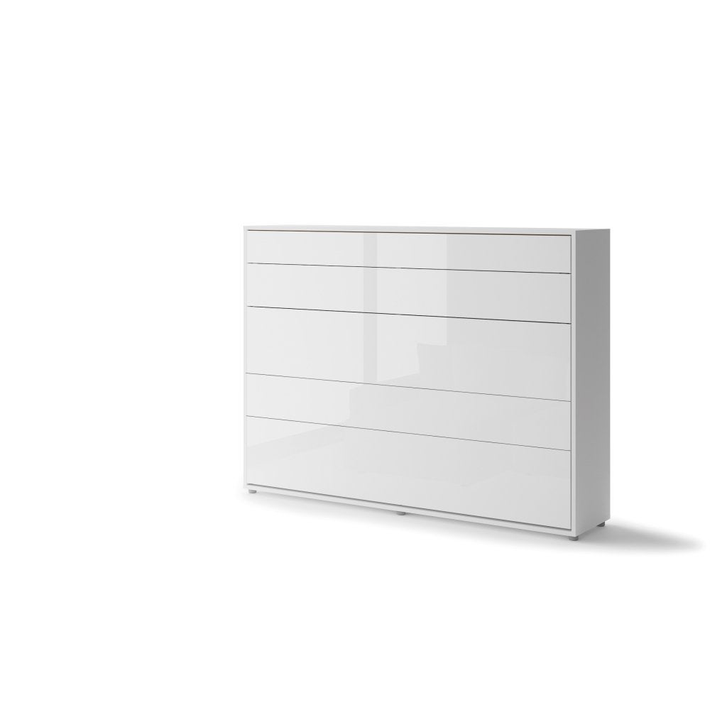 Concept opklapbed horizontaal - 140x200 - Wit hoogglans, Niet ingevuld, Niet ingevuld, Niet ingevuld