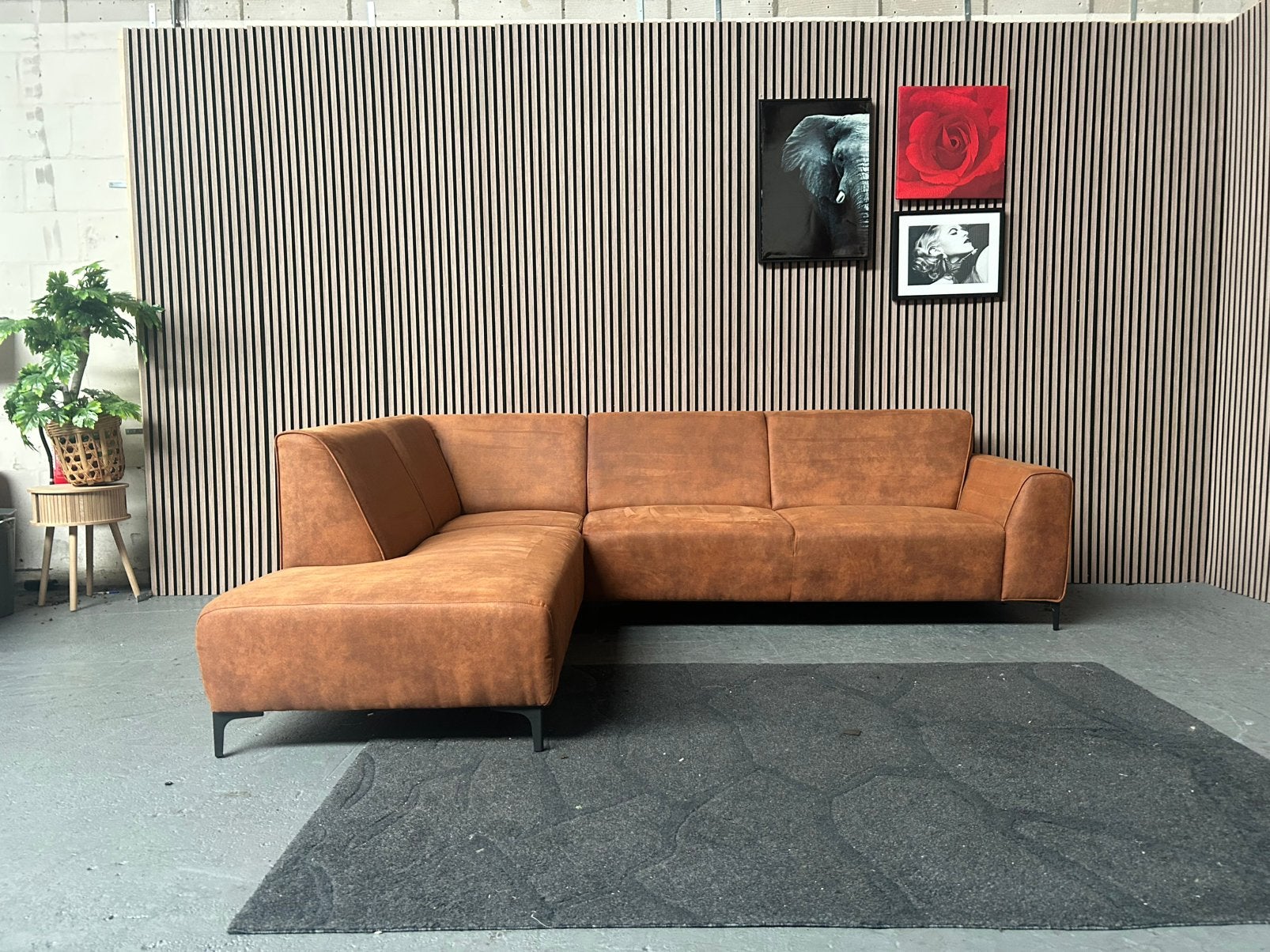 GRATIS LEVERING Hoekbank Microleder Cognac 278X210 GEREINIGD, 250 tot 300 cm, Hoekbank, Ophalen of Verzenden, Zo goed als nieuw