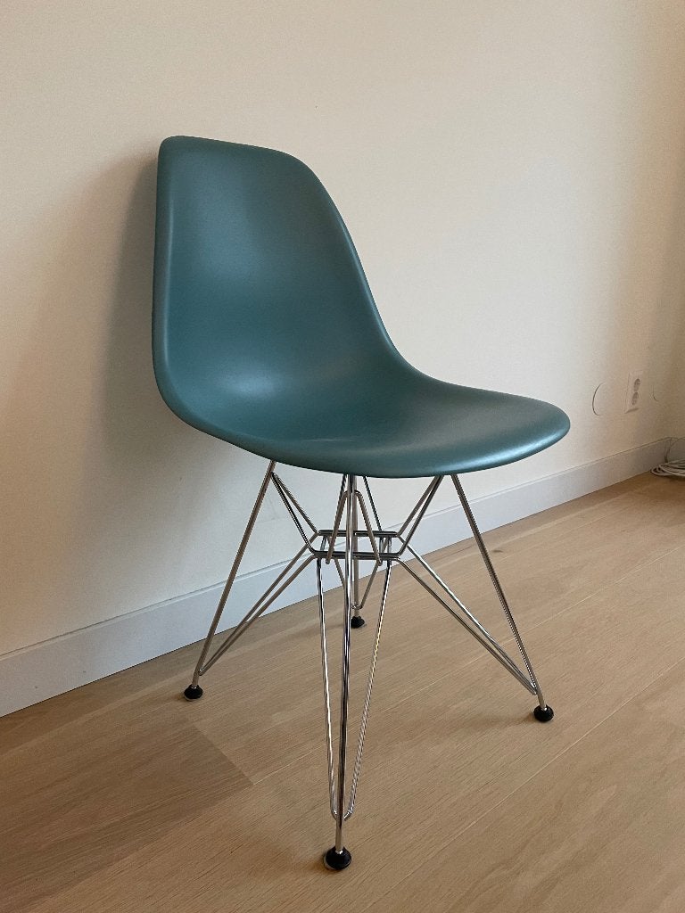 Eames DSR stoel met chromen onderstel (sea blue), Ophalen, Gebruikt, Blauw, Design, Modern, Mid-century