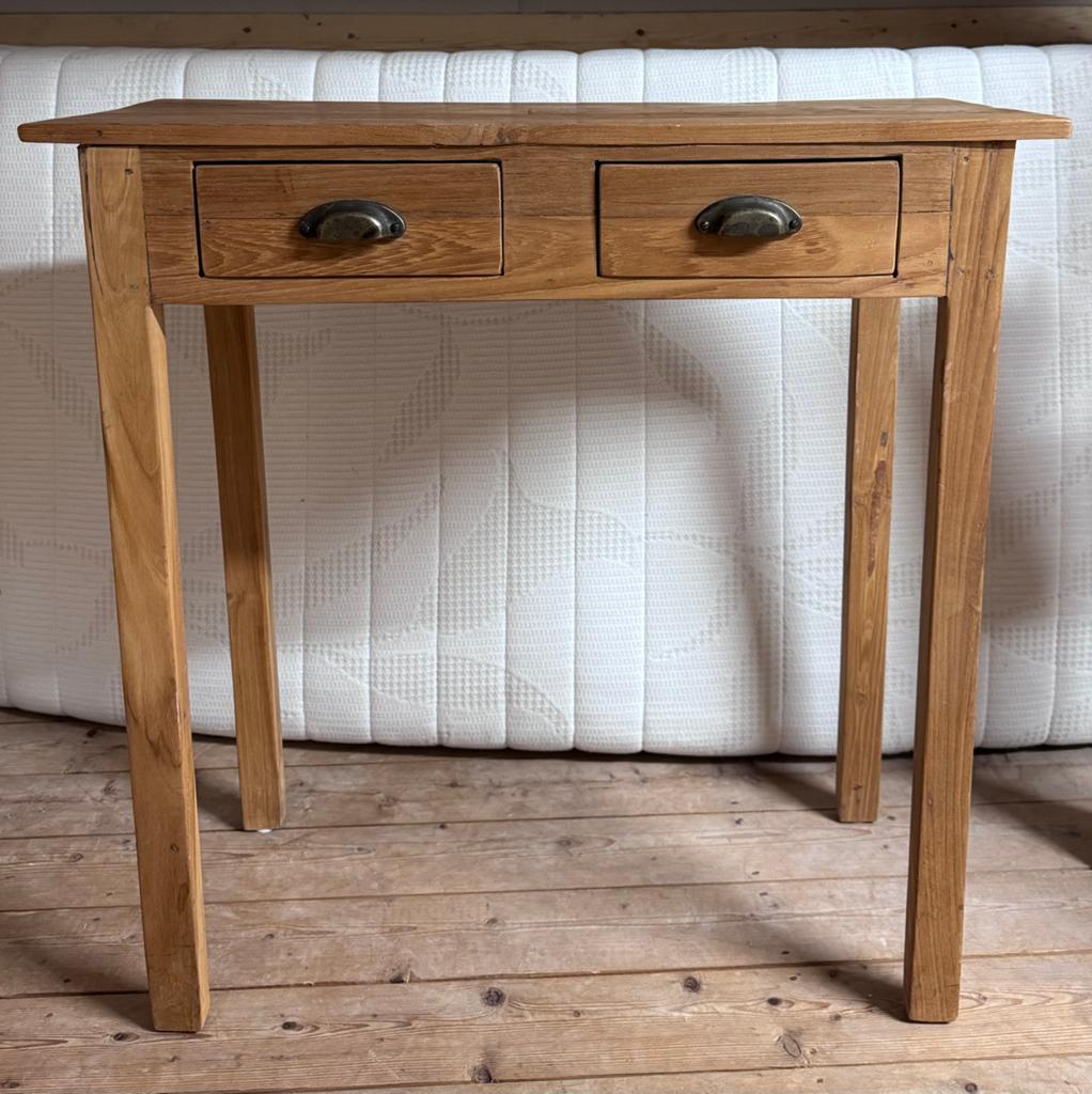Teakhouten side table, Huis en Inrichting, Tafels | Sidetables, Ophalen, Zo goed als nieuw, 25 tot 50 cm, Rechthoekig