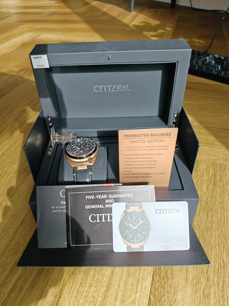 Citizen Promaster Bullhead Limited Edition 44mm Quartz, Leer, Staal, Ophalen of Verzenden, Zo goed als nieuw