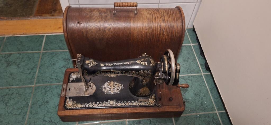 Antieke Singer naaimachine met houten kast, Ophalen of Verzenden