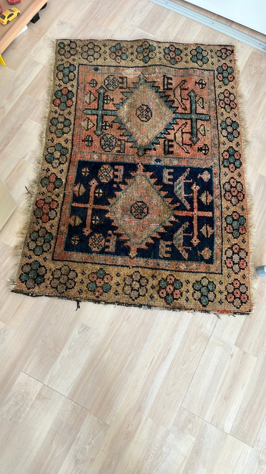Vintage handgeknoopt tapijtje, Perzisch/Oosters, Ophalen of Verzenden