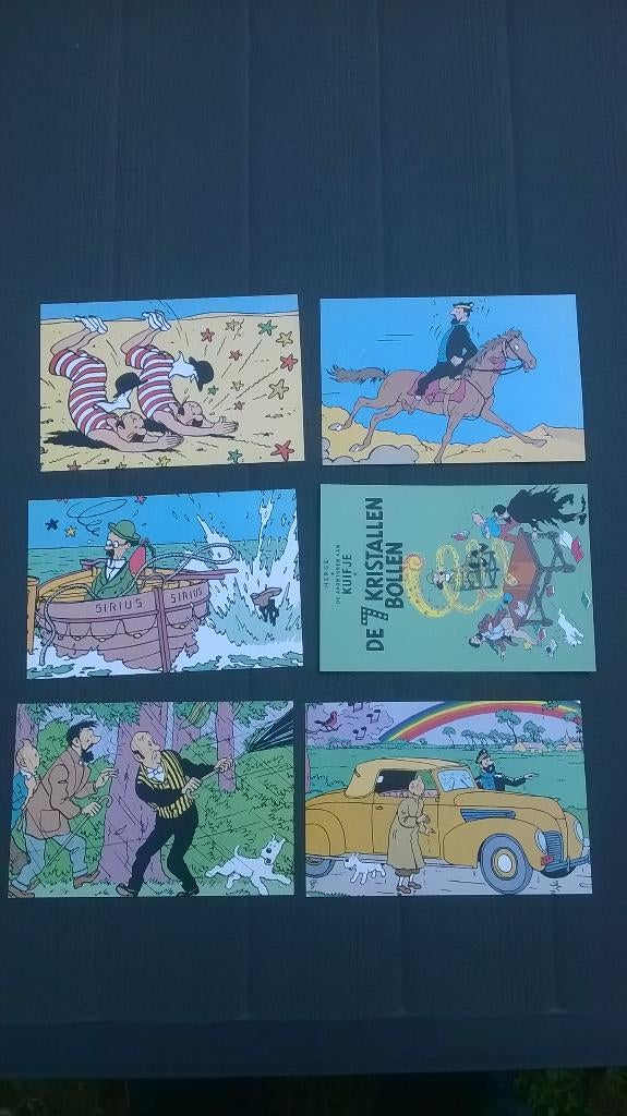 Kuifje: 6 postkaarten, Verzenden, Zo goed als nieuw, Meerdere stripboeken, Hergé