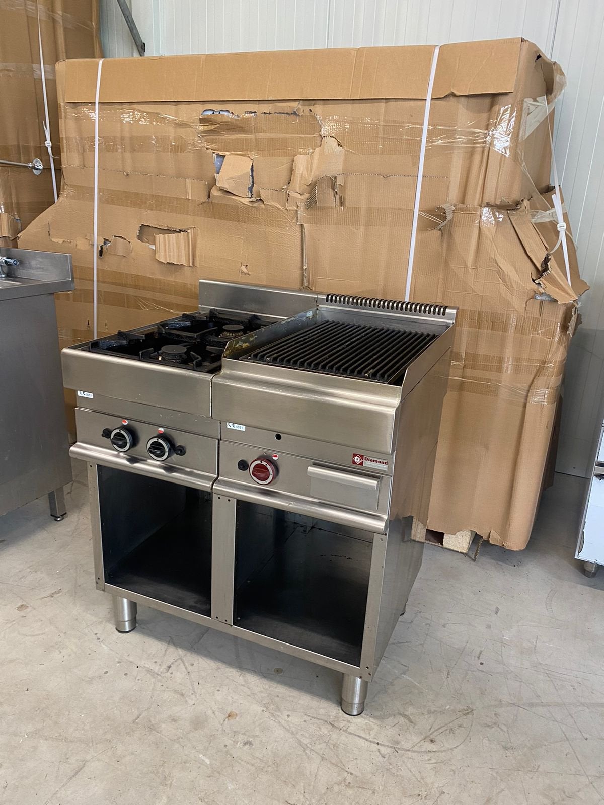 Horeca grill lavasteen grill en fornuis 2 pits diamond rvs, Ophalen of Verzenden