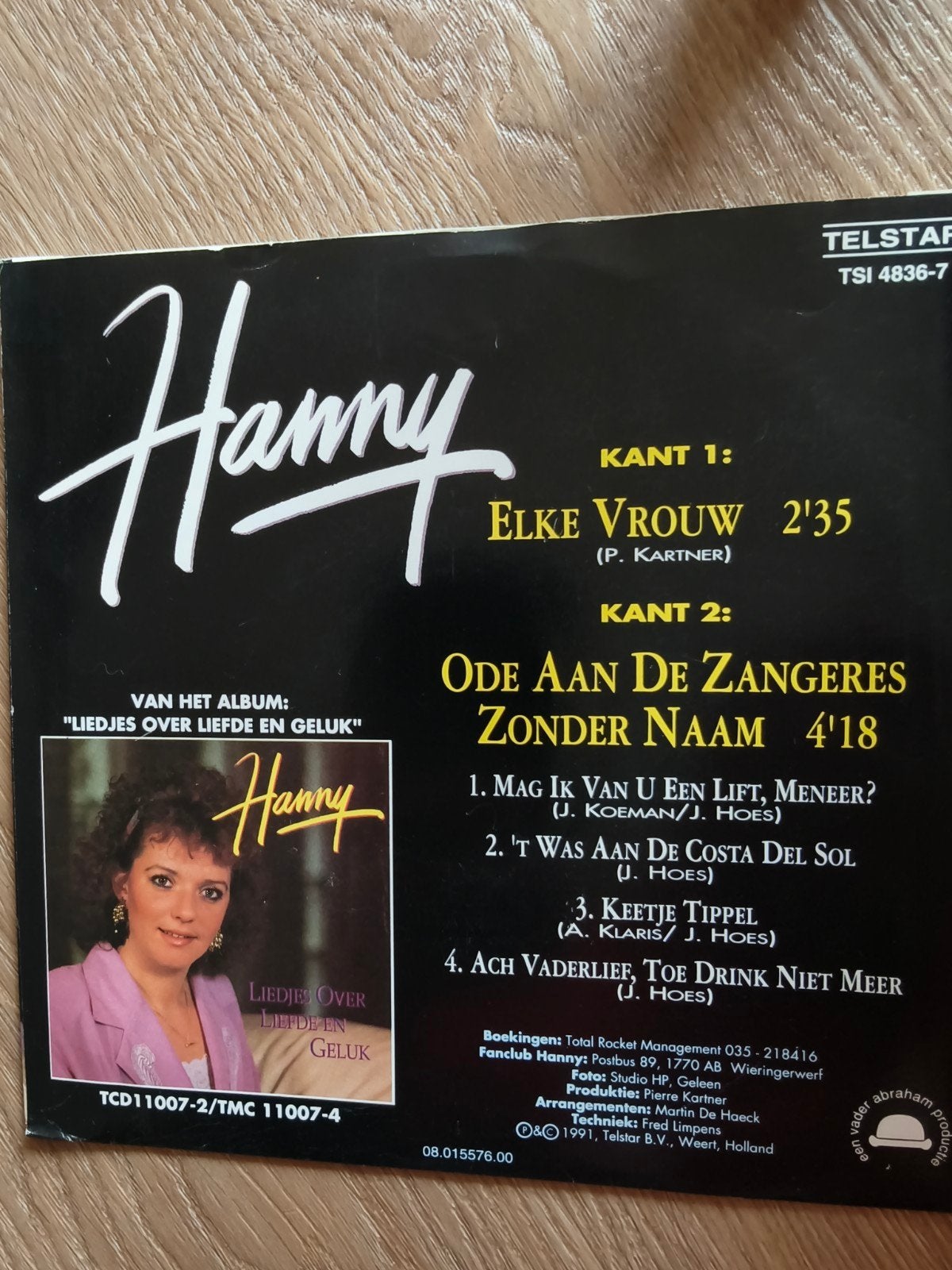 Hanny - Elke Vrouw / Ode Aan De Zangeres Zonder Naam (Single, Gebruikt, 7 inch, Ophalen of Verzenden, EP