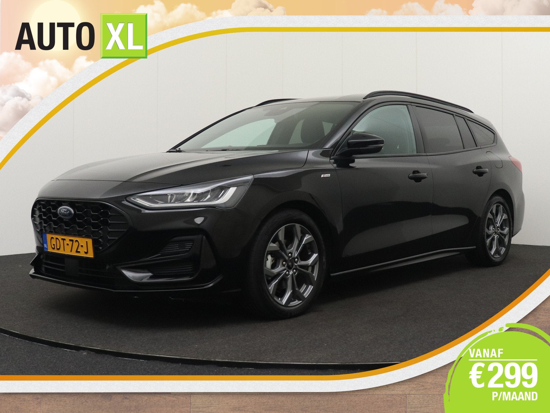 Ford FOCUS Wagon 124 PK Hybrid ST Line Stuur+Stoelverw. Clim, Auto's, Ford, Dealer onderhouden, Stof, Gebruikt, Zwart