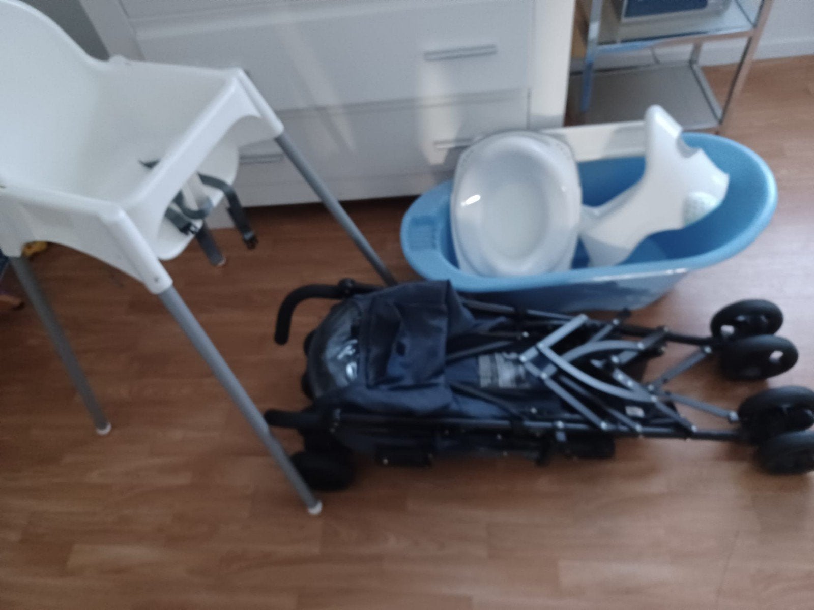 babyuitzet: wc verkleiner, buggy, kinderstoel,  speel, Ophalen, Gebruikt