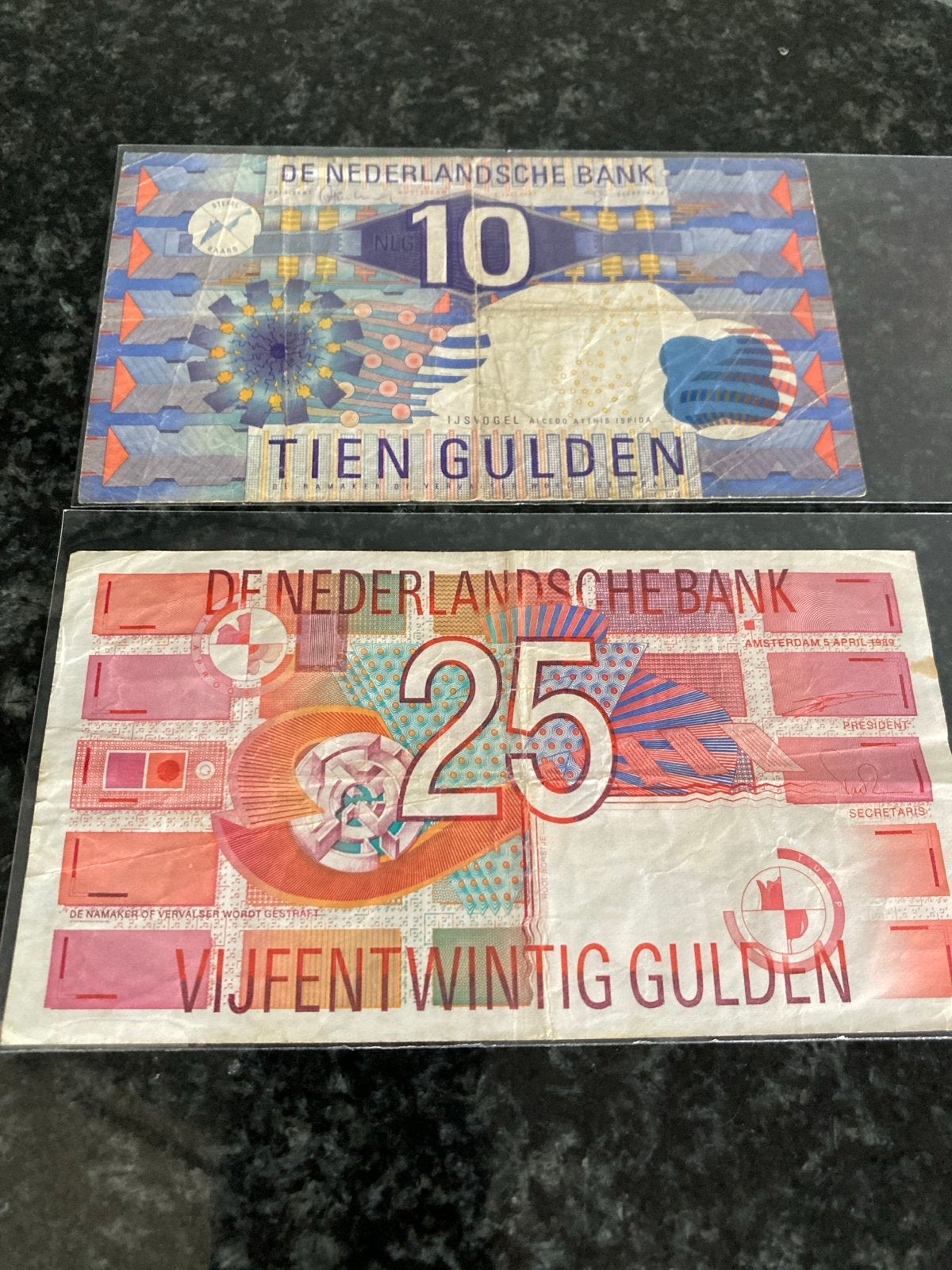 Set van 10 en 25 gulden biljetten (Nederlandse Bank), Postzegels en Munten, Ophalen of Verzenden, 10 gulden, Setje