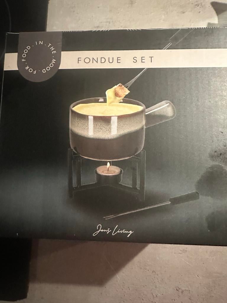 Nieuwe Fondueset met Kaasfondue zonder dipsticks, Ophalen of Verzenden, Nieuw, Waxinelicht, Fondueset