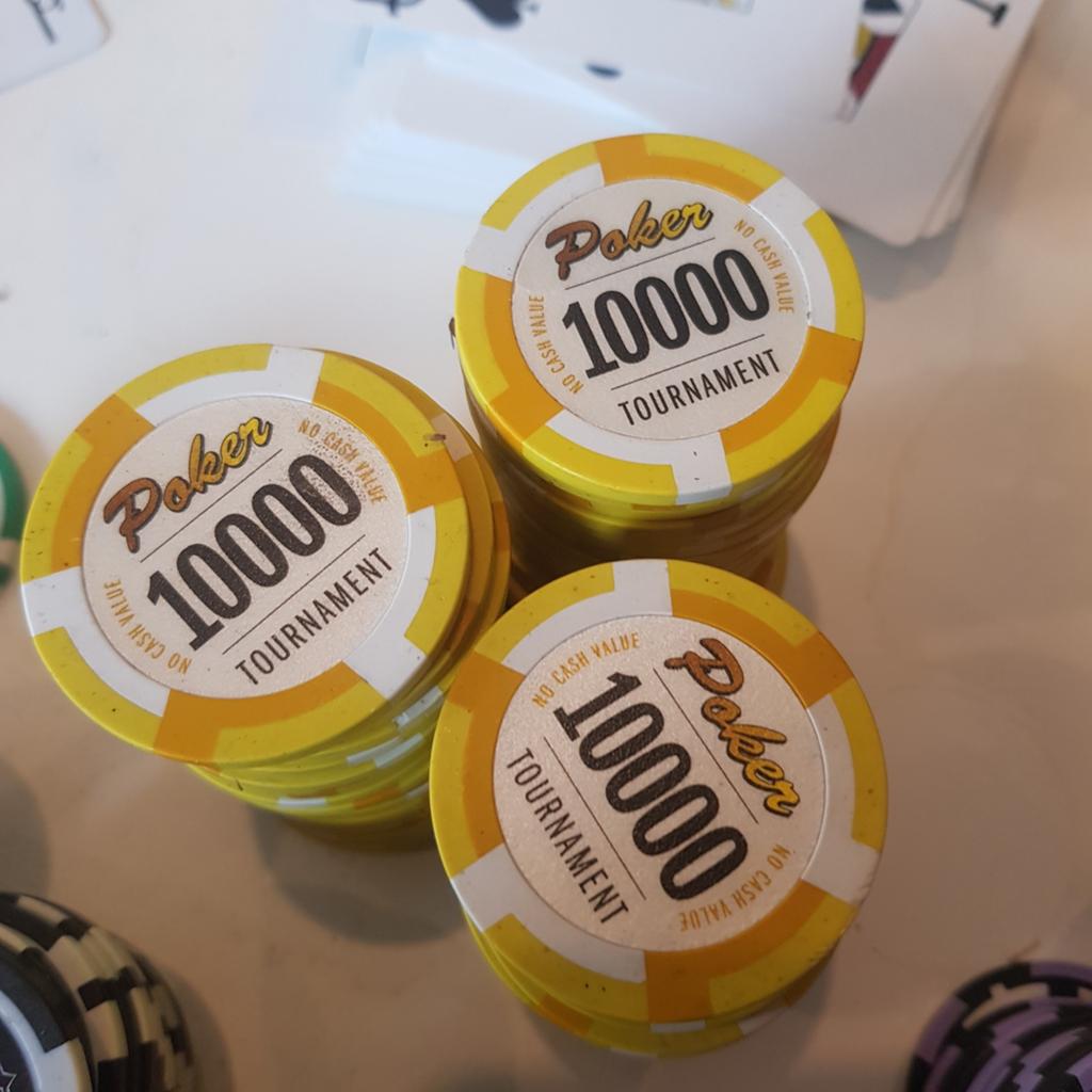 50x Pokerfiches waarde 10.000 - Toernooi Chips, Hobby en Vrije tijd, Vijf spelers of meer, Ophalen of Verzenden, Gebruikt