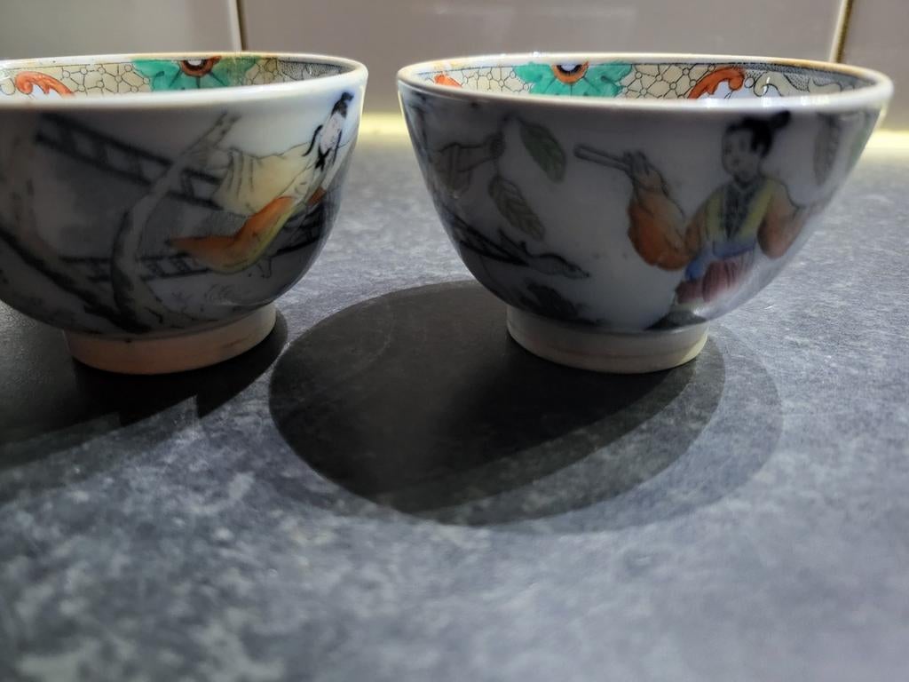 2 Antieke Chinese Schaaltjes met Handgeschilderde Decoratie, Ophalen of Verzenden