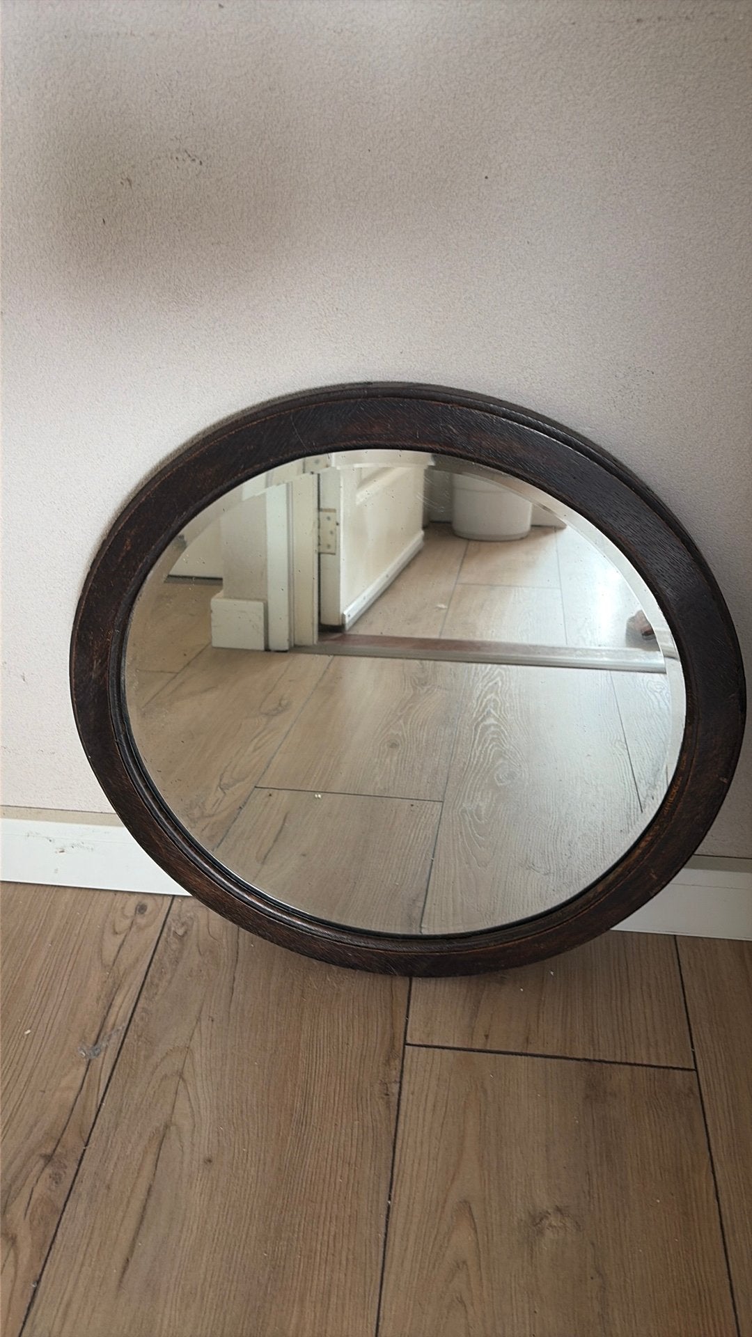 Oude antieke spiegel, Gebruikt, Rond, Ophalen of Verzenden, Minder dan 100 cm