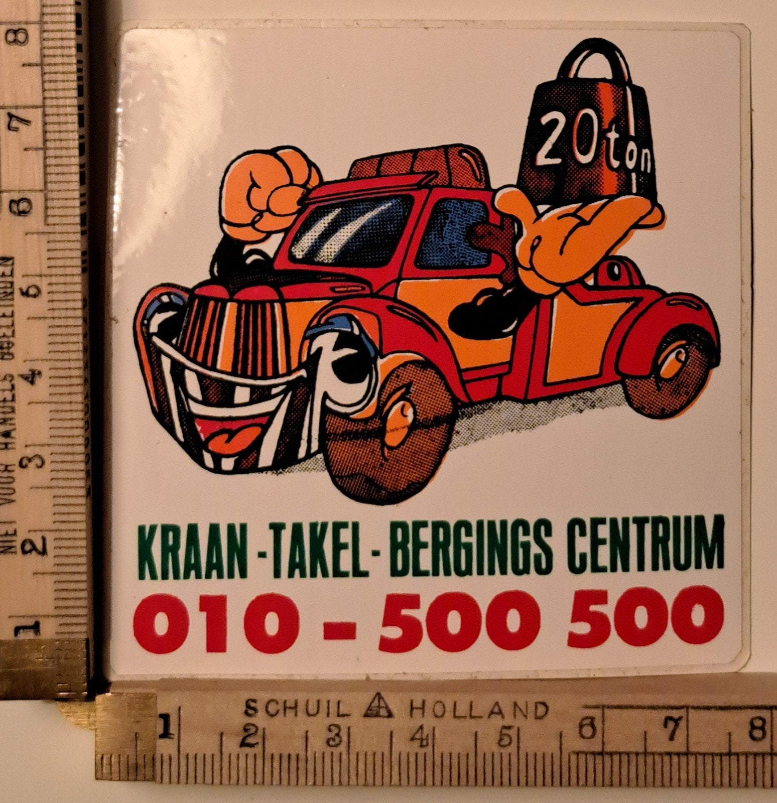 Vintage sticker Takelauto vrachtauto vrachtwagen strip, Ophalen of Verzenden, Zo goed als nieuw, Auto of Motor