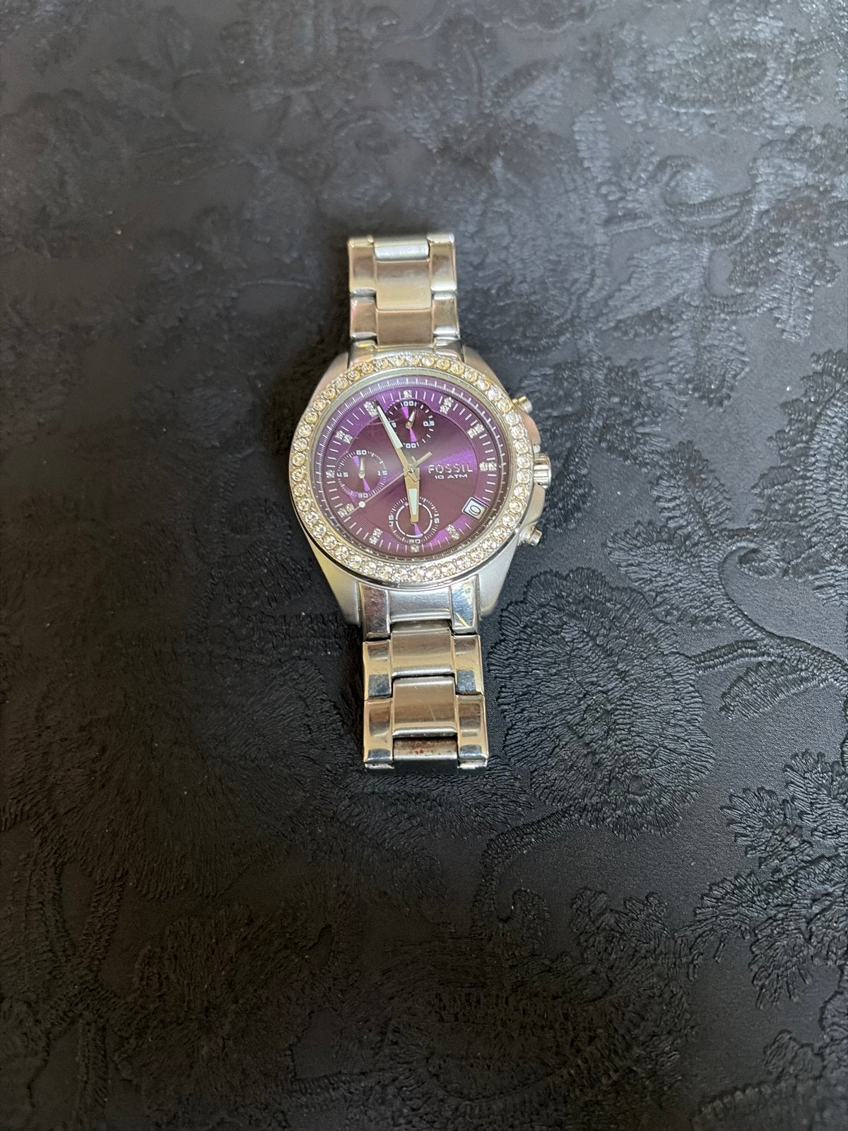Fossil horloge met strass - Nieuwe batterij nodig, Sieraden, Tassen en Uiterlijk, Horloges | Dames, Ophalen, Staal, Gebruikt, Staal