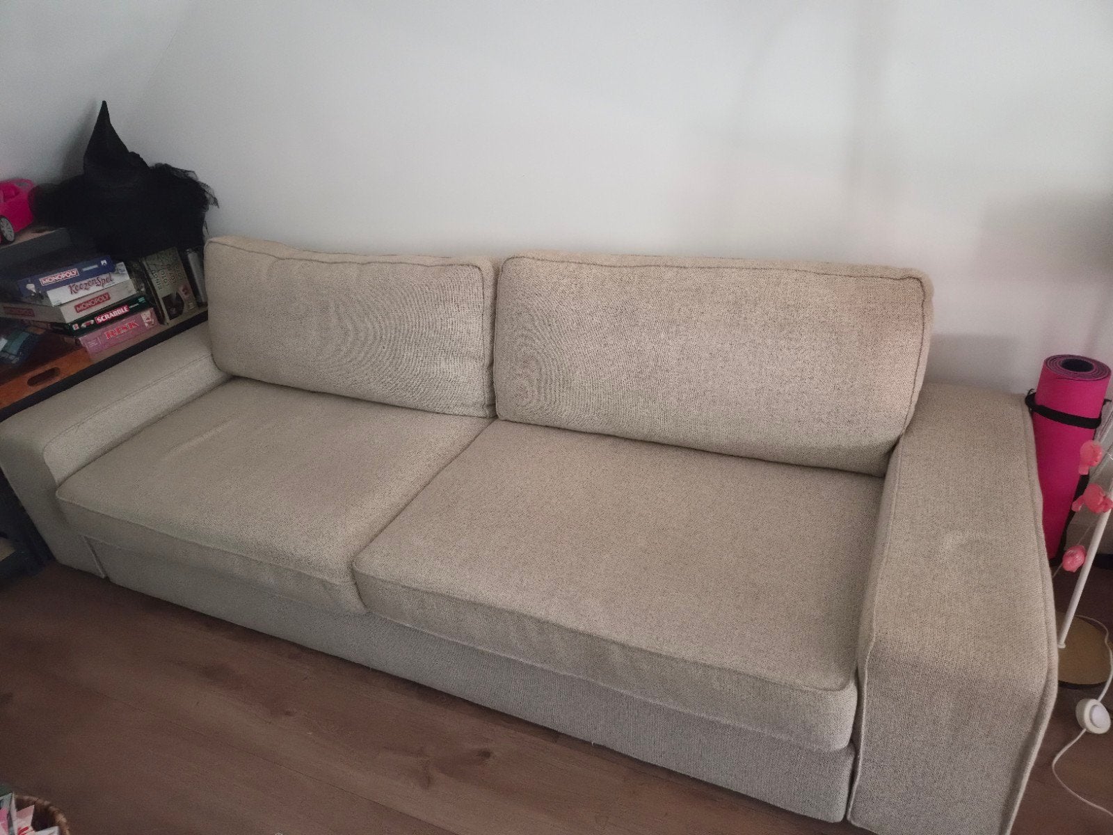 Comfortabele slaapbank - 250x90x75 cm, bed 180 cm, Ophalen, Gebruikt, Beige, Tweepersoons