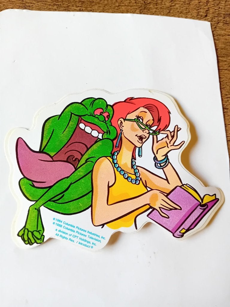 Sticker Slimer uit The Real Ghostbusters 7x9,5cm 1988, Verzamelen, Ophalen of Verzenden, Zo goed als nieuw, Bedrijf of Vereniging