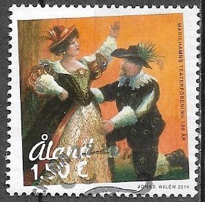 ALAND € 1,50 zegel 100 jaar Theatervereniging Mariehamn 2014, Verzenden, Finland, Gestempeld