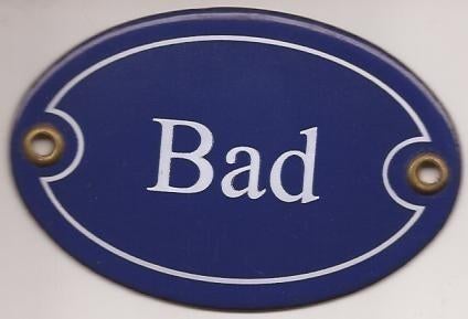 Emaille bordje bad, Verzamelen, Merken en Reclamevoorwerpen, Verzenden, Gebruikt, Reclamebord