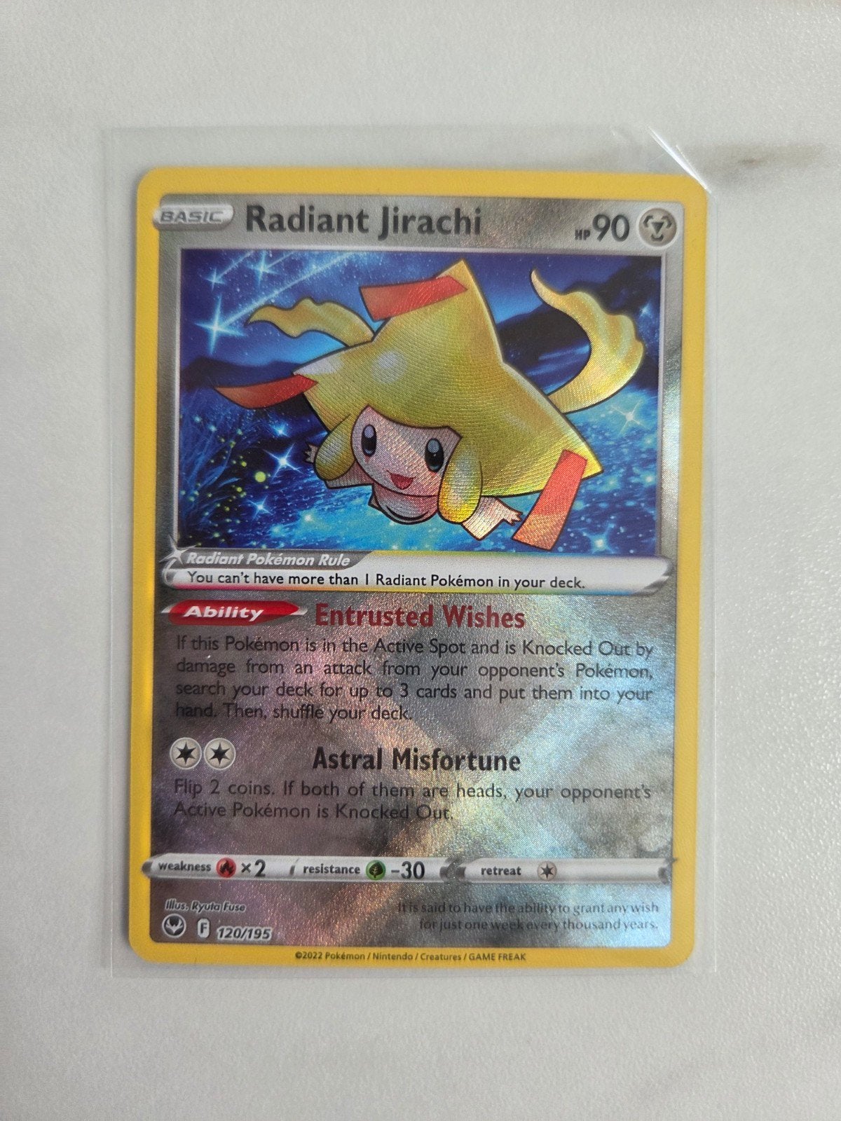 Radiant Jirachi Pokémon Kaart (Astral Radiance), Ophalen of Verzenden, Zo goed als nieuw, Losse kaart, Foil