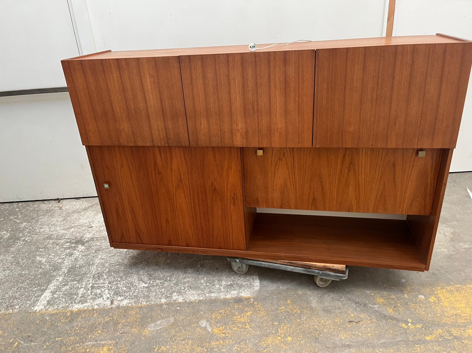 Wandkast teak vintage jaren 60 hout retro midcentury €295, Gebruikt, 100 tot 150 cm, 150 tot 200 cm, Teakhout