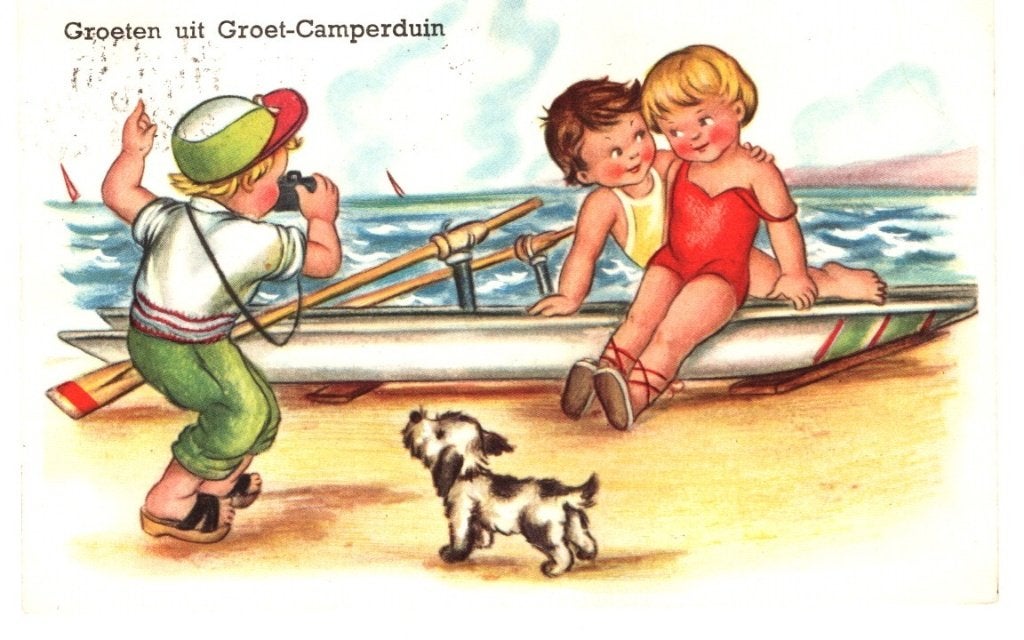 Oude Ansichtkaart Groet-Camperduin Kinderen Boot 1960, Ophalen of Verzenden, 1940 tot 1960, Gelopen, Noord-Holland