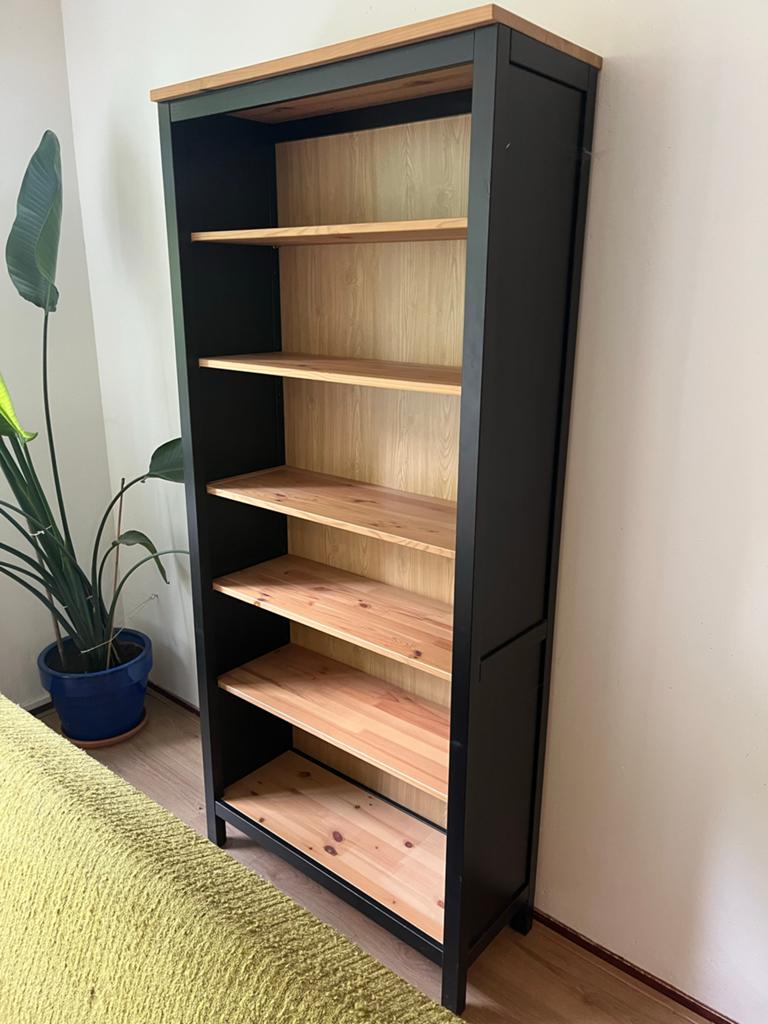 IKEA HEMNES Boekenkast Zwart/Hout - Zo goed als nieuw, Ophalen, Met plank(en), 50 tot 100 cm, Zo goed als nieuw