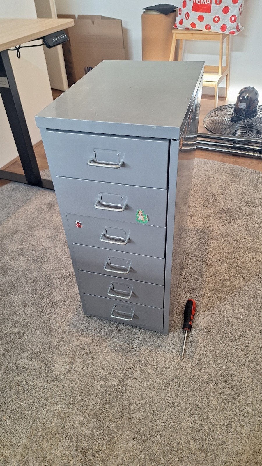 Metalen ladekast met 6 laden, Ophalen, Minder dan 50 cm, Gebruikt, 100 tot 150 cm