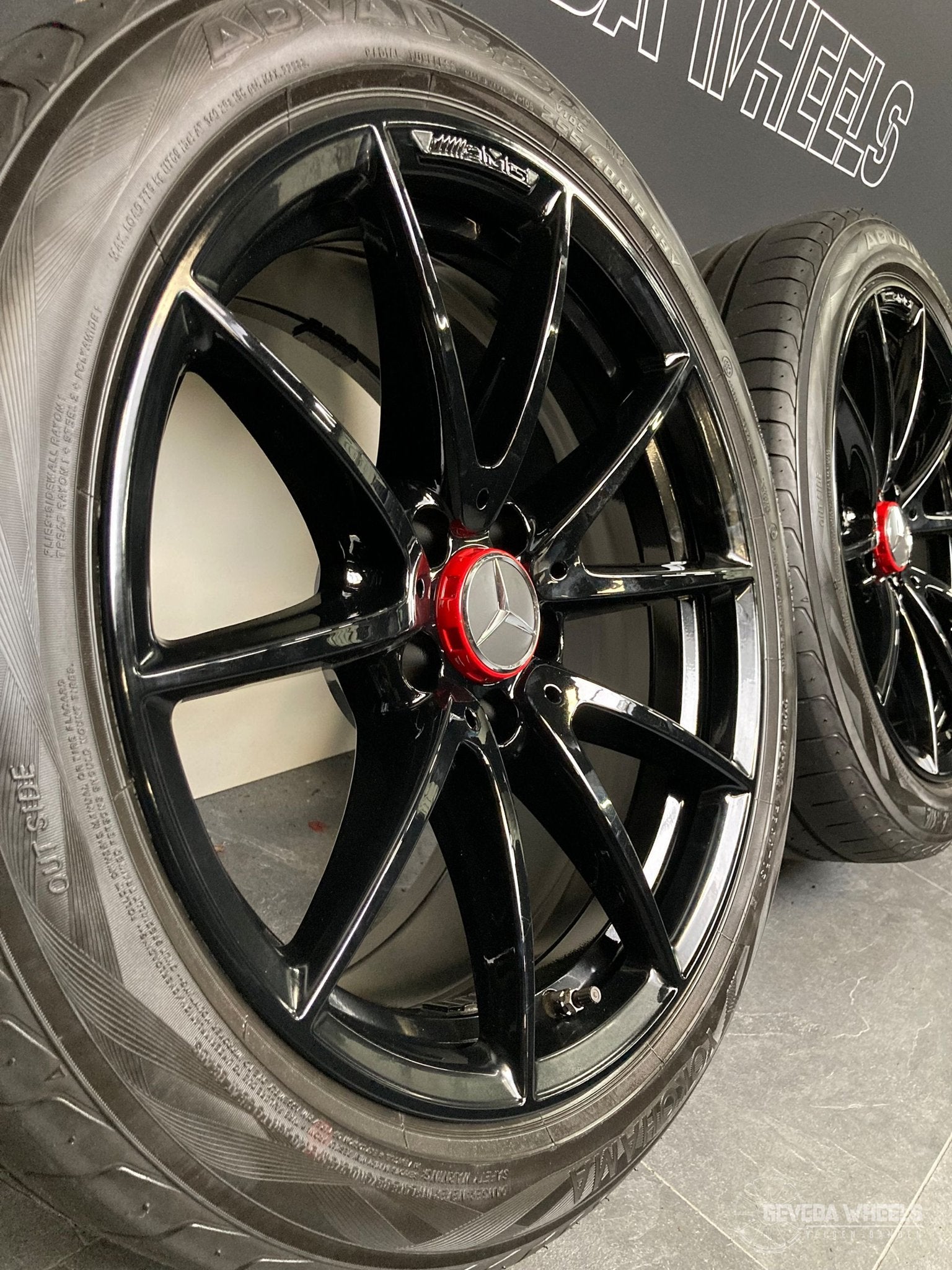 18” originele Mercedes W205 C63 velgen + banden 5x112 A20540, 18 inch, Gebruikt, 255 mm, -