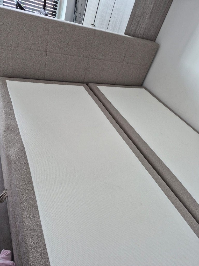 Bed 180/200, Gebruikt, Beige, Tweepersoons, Ophalen of Verzenden