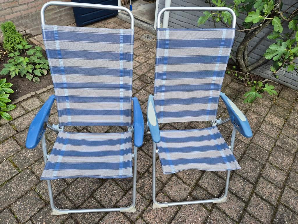 2 inklapbare Laffuma Campingstoelen blauw, Ophalen, Gebruikt, Campingstoel